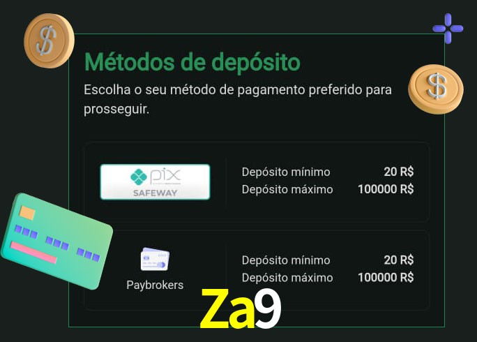O cassino Za9 oferece uma grande variedade de métodos de pagamento